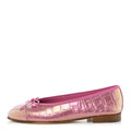 Iridescent Calfskin Crocodile Embossed Ballerina Flats  35.5 Pink