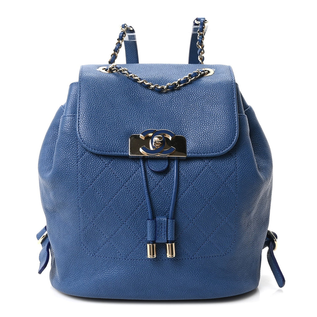 Caviar Quilted Backpack Blue