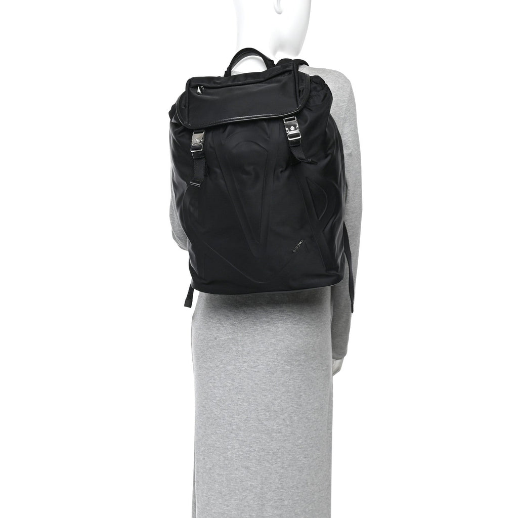 Nylon Calfskin Signature Backpack Black