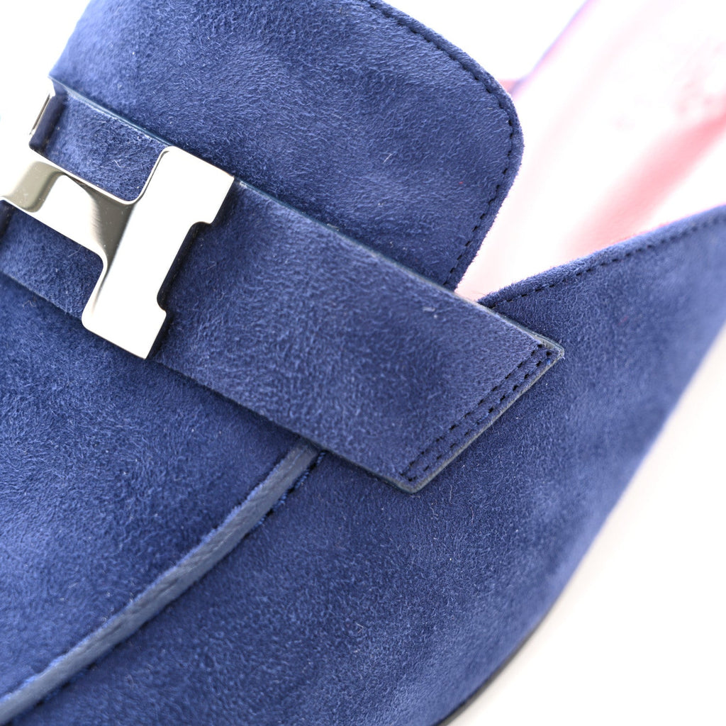 Suede Goatskin Trocadero Mule 38.5 Bleu Diplomatique
