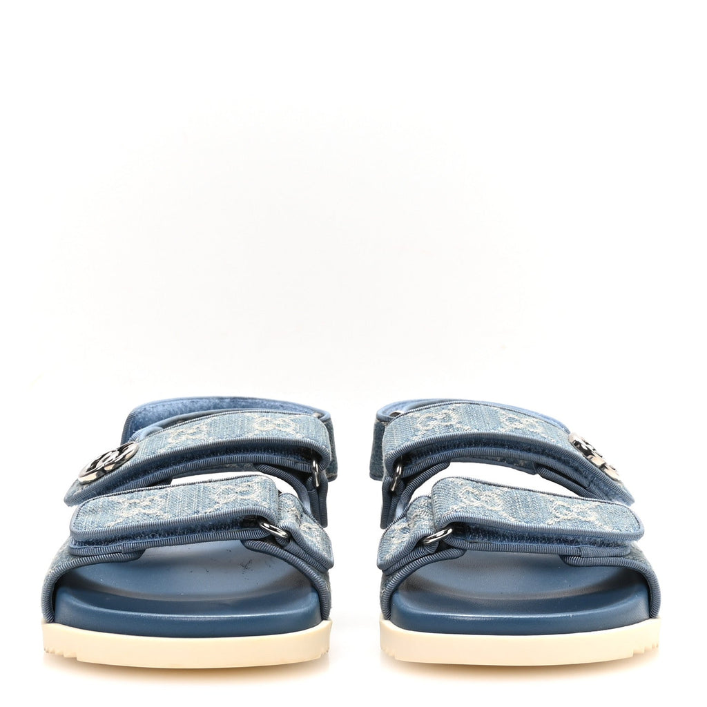 New Denim Delave GG Monogram Womens Dad Sandals 36 Light Blue Avion