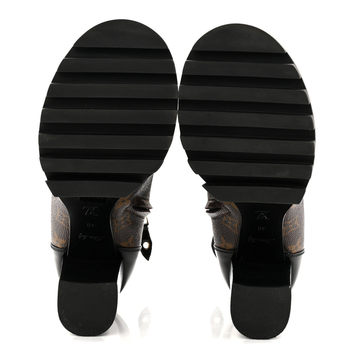 Patent Calfskin Monogram Star Trail Ankle Boots 40 Black
