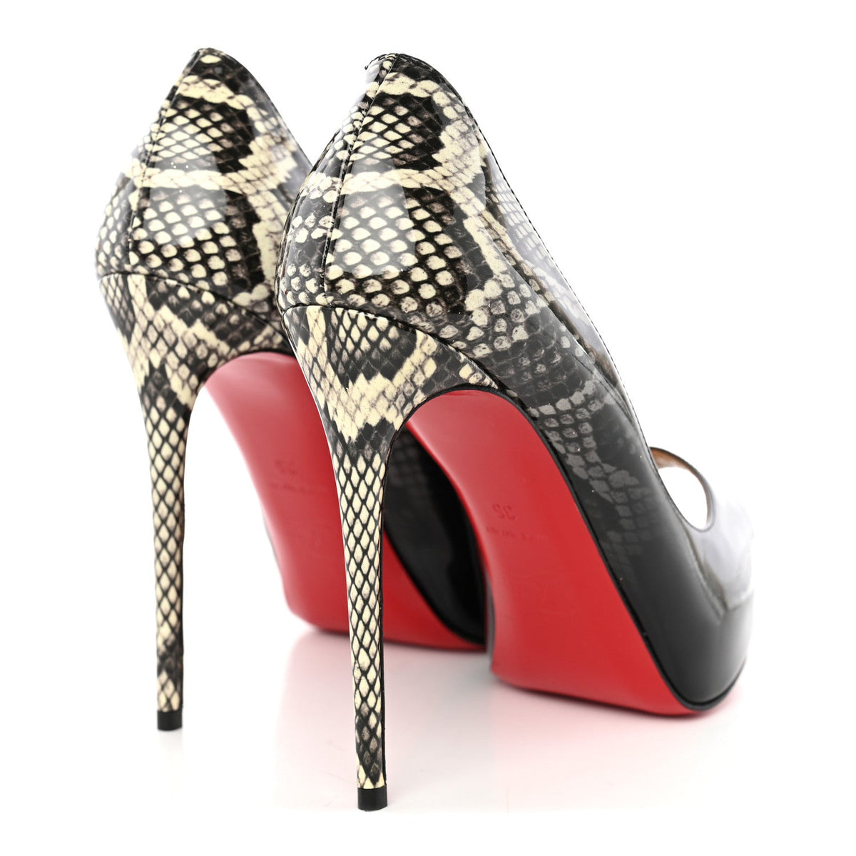 Patent Degrade Snakeskin Printed New Very Prive 120 Peep Toe Pumps 35