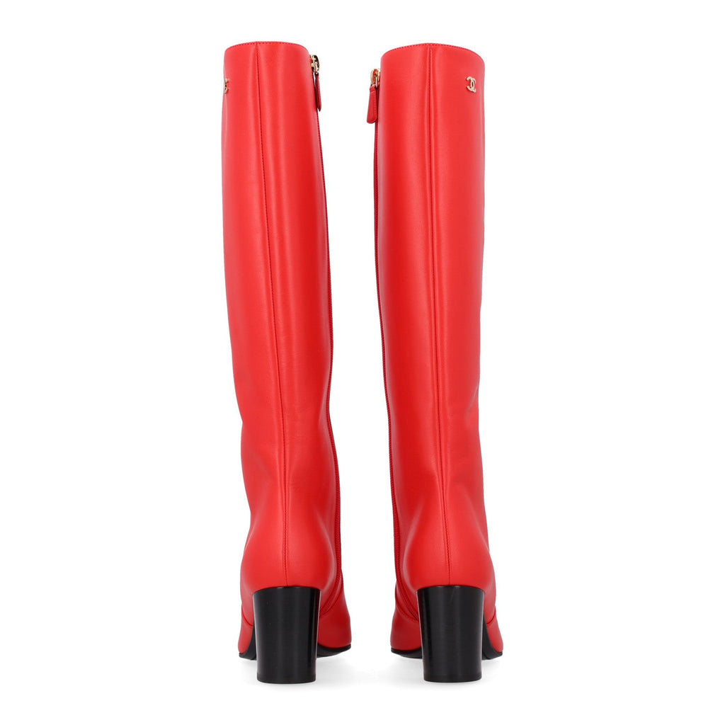 Calfskin High Boots 38 Red