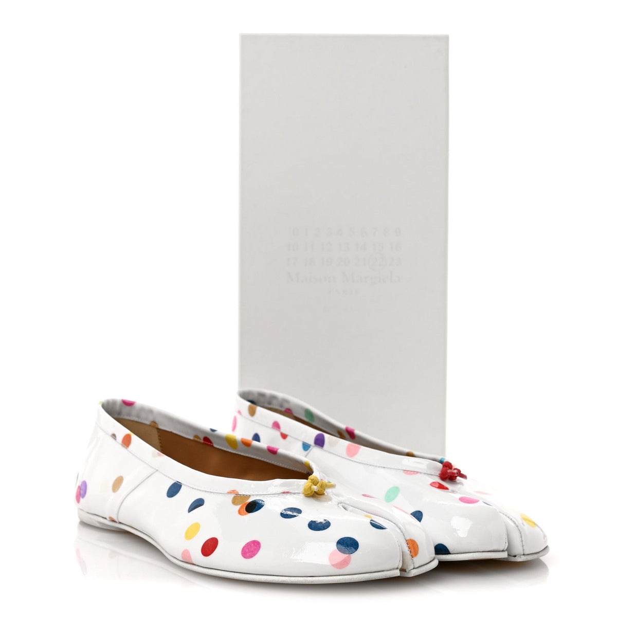 Coated Canvas Confetti Printed Tabi New Ballerina Flats 39 White Multicolor