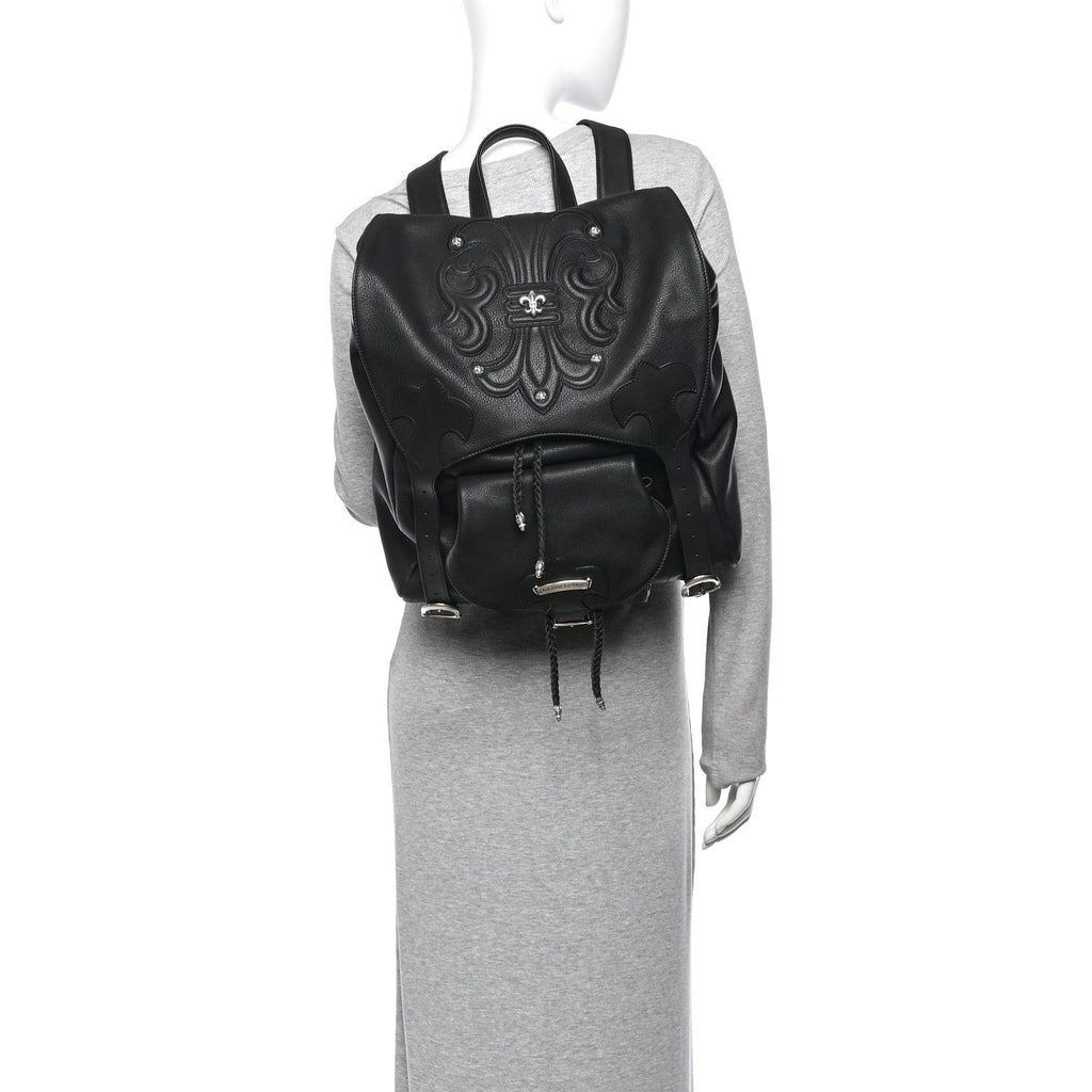 Calfskin Cross Patch Feurknee Backpack  Black