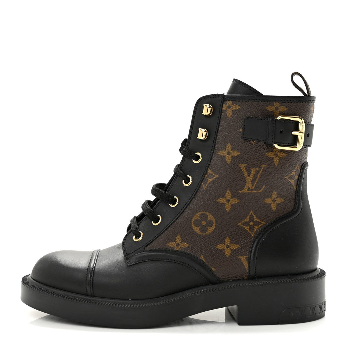 Calfskin Monogram Citizen Flat Ranger Boots 37.5 Cacao Brown Black