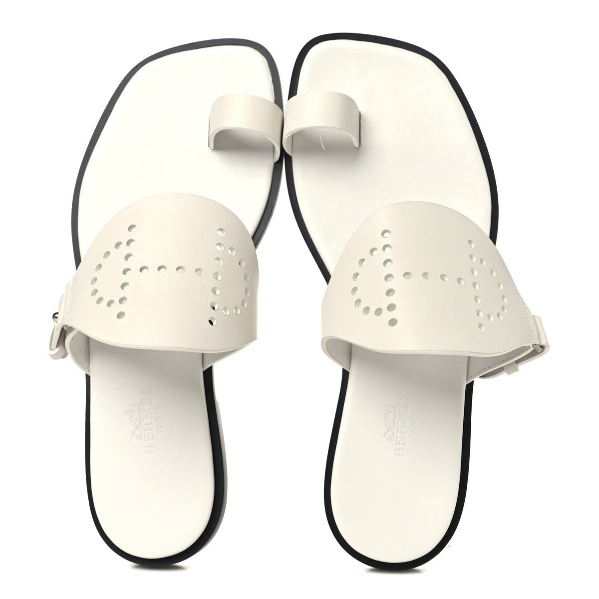 Calfskin Perforated Hera Sandals 36 White