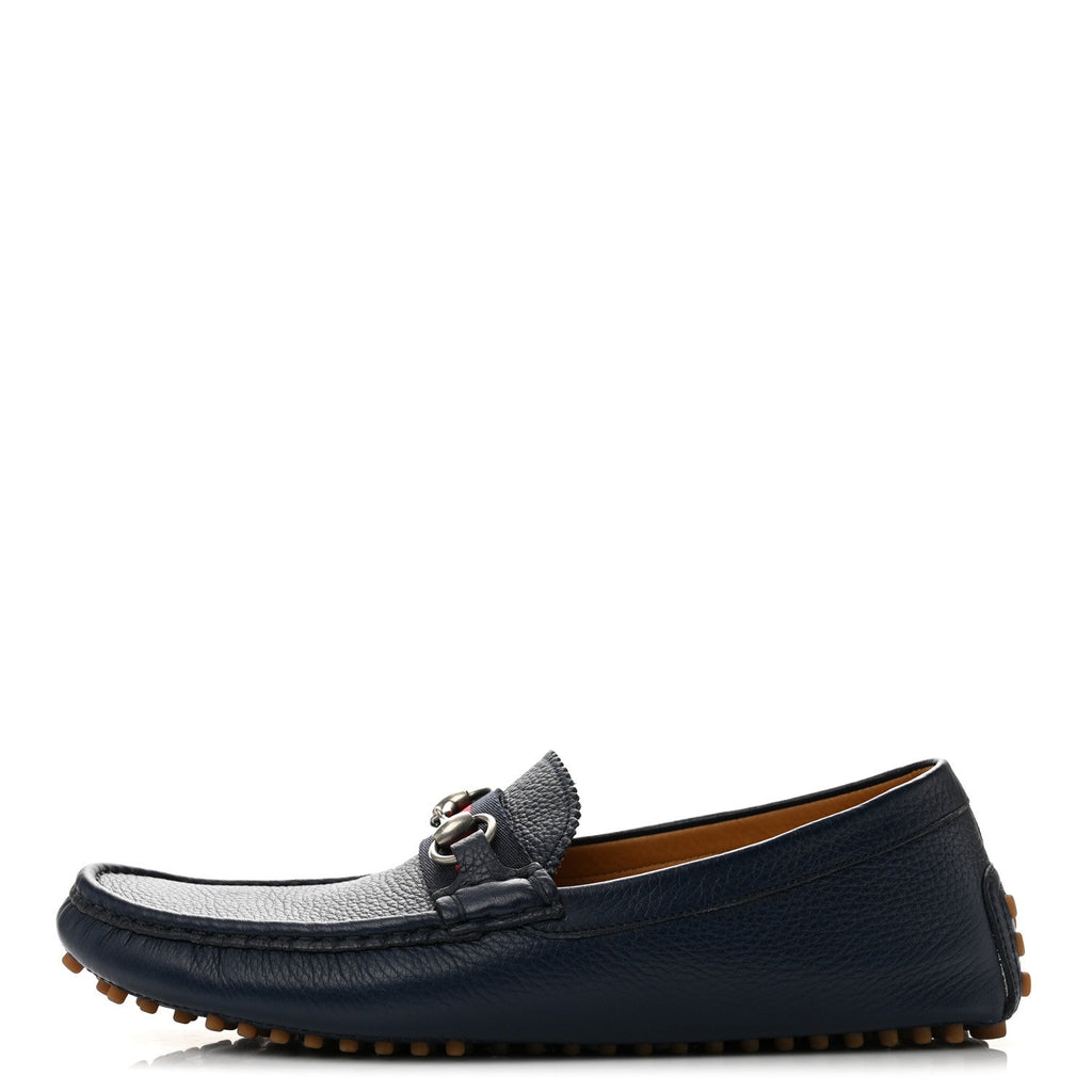 Road Calfskin Web Mens Horsebit Driver Loafers 9 Maritime
