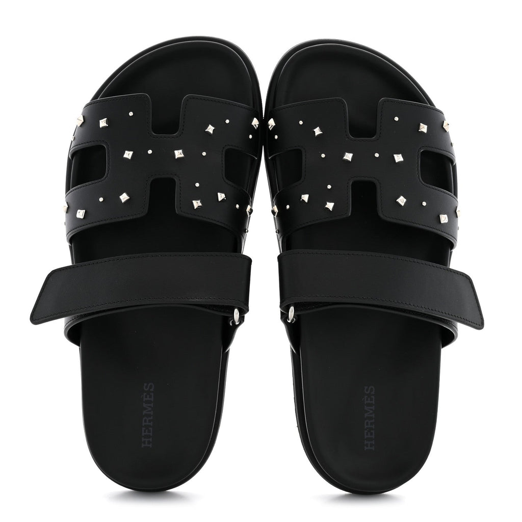 Calfskin Medor Studded Womens Chypre Sandals 37.5 Black