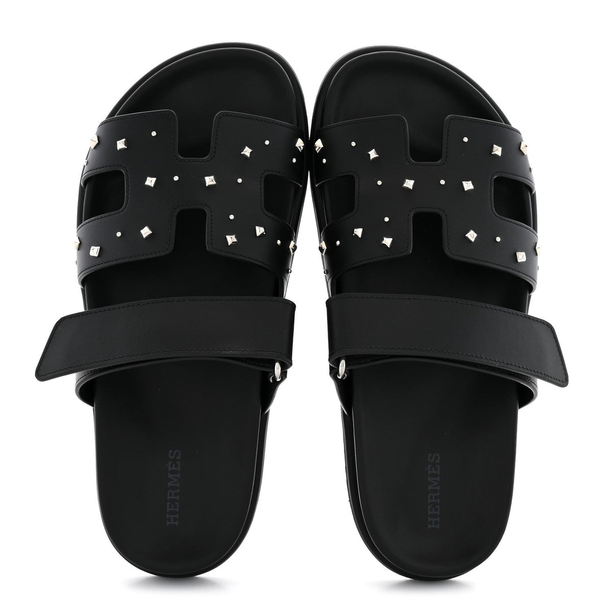 Calfskin Medor Studded Womens Chypre Sandals 37.5 Black