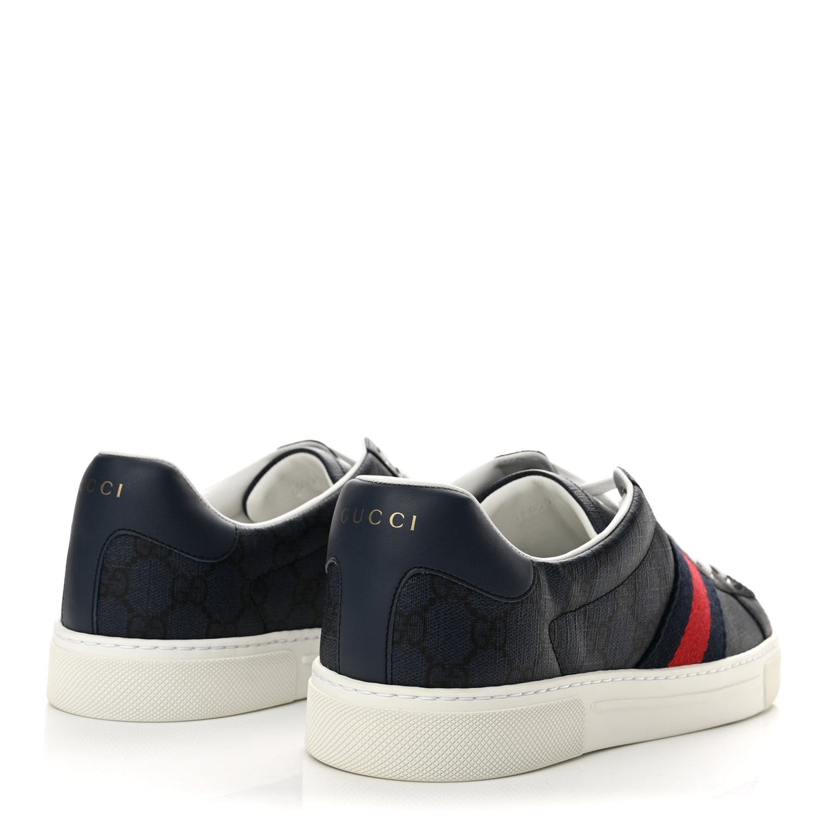 GG Supreme Monogram Web Mens New Ace Sneakers 8 Dark Blue