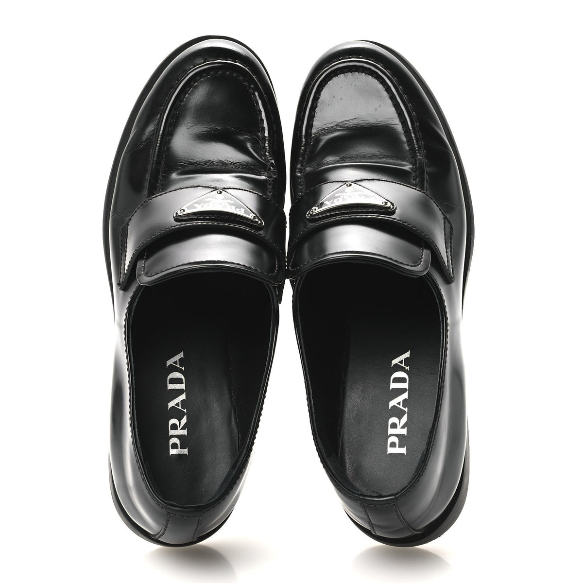Spazzolato Metal Triangle Logo 20mm Loafers 40 Black