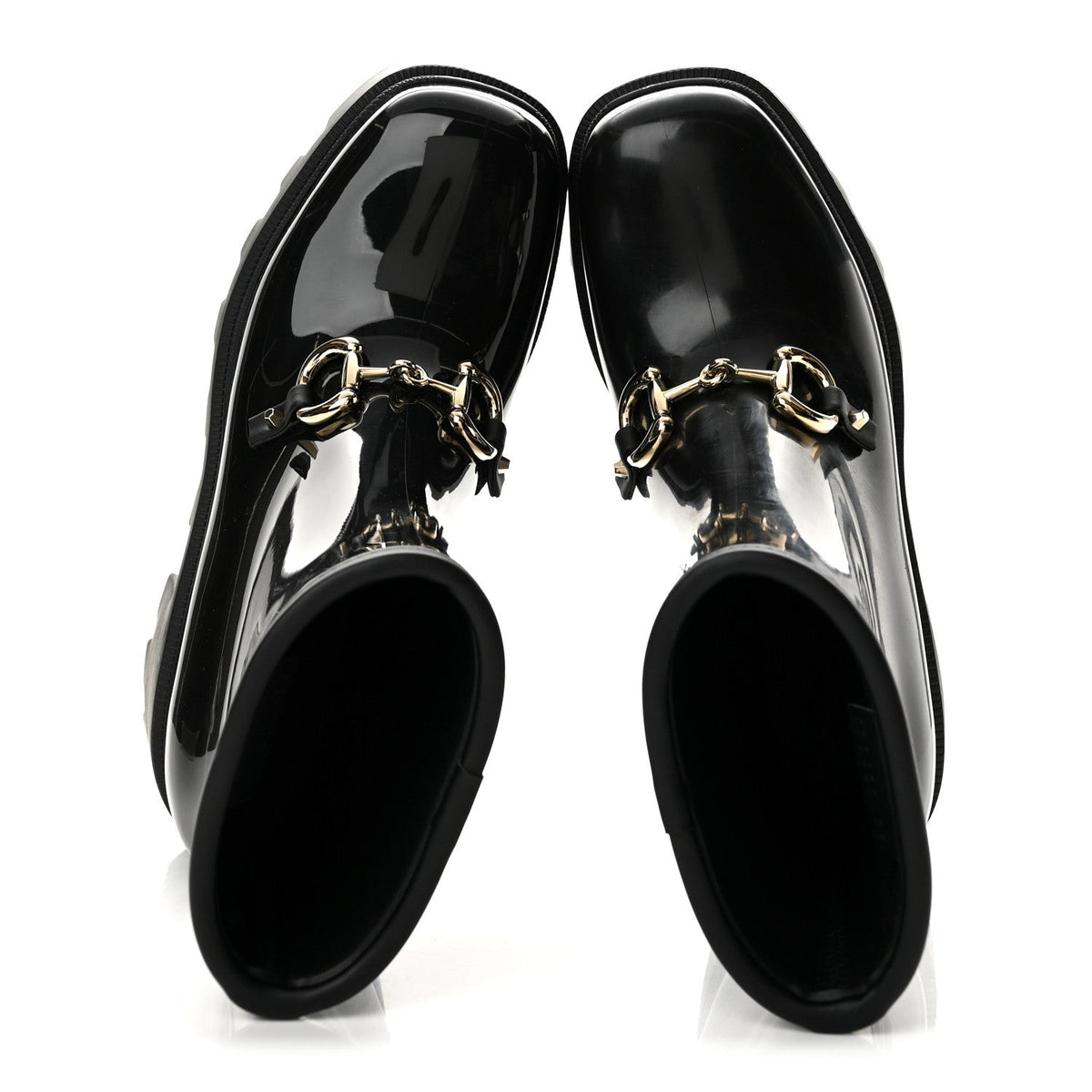 Rubber Womens Horsebit Ankle Boots 38 Black