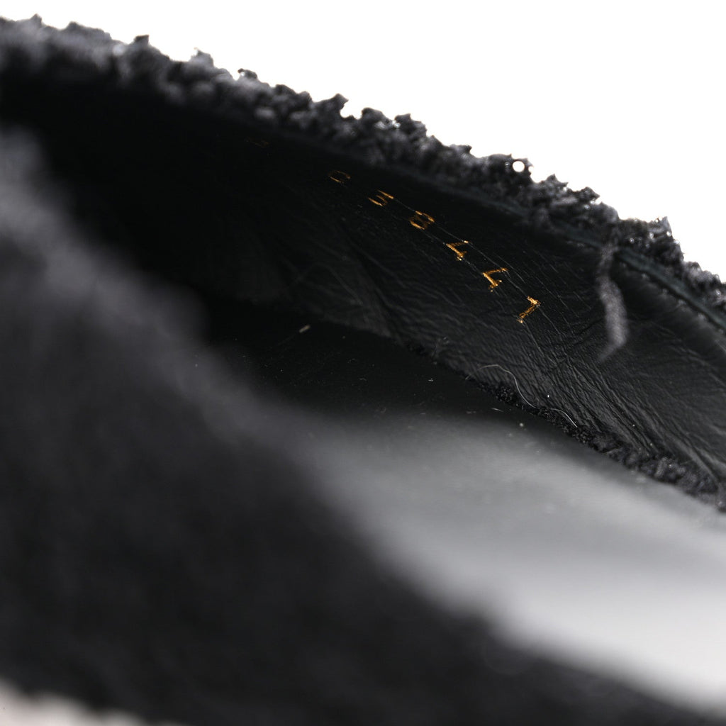 Tweed Patent Cap Toe Ballerina Flats 37.5 Black