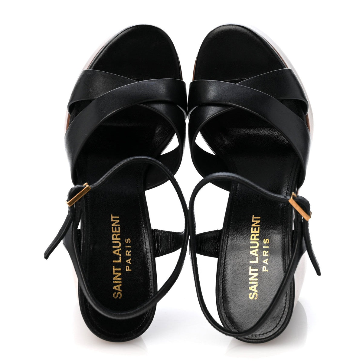 Calfskin Bianca Platform Sandals 35.5 Black