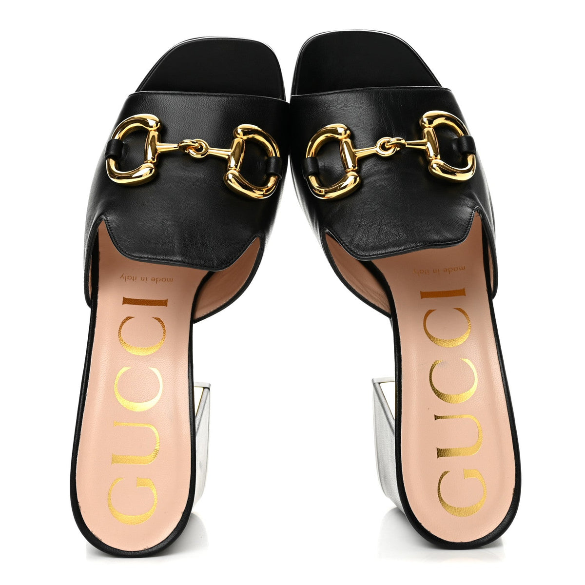 Nappa Horsebit 75mm Slide Sandals 36 Black