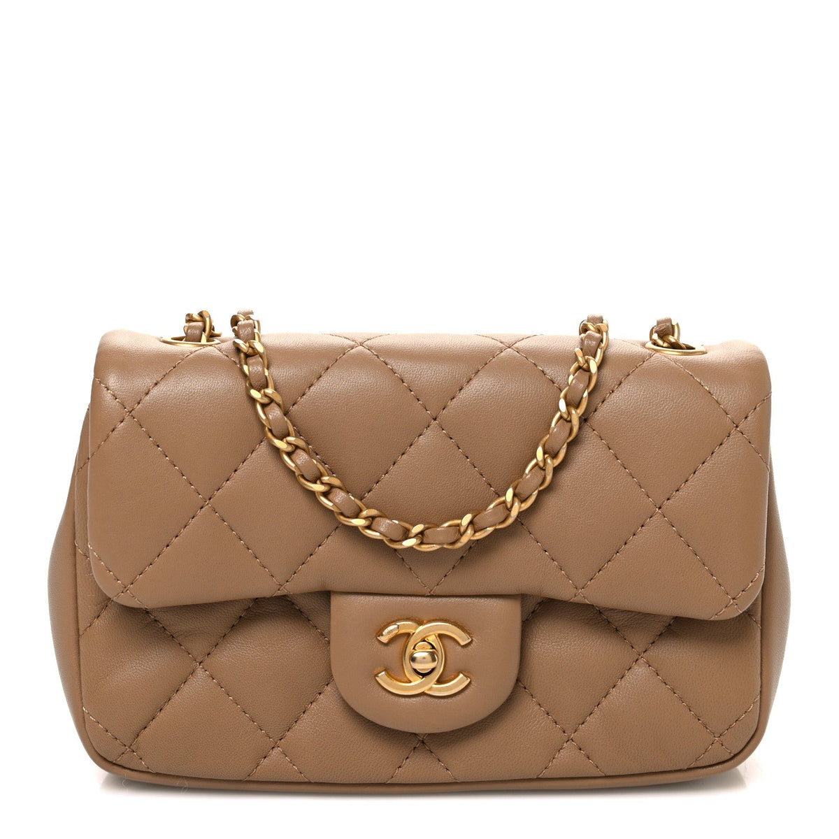 Lambskin Quilted Mini Heart Charms Flap Beige