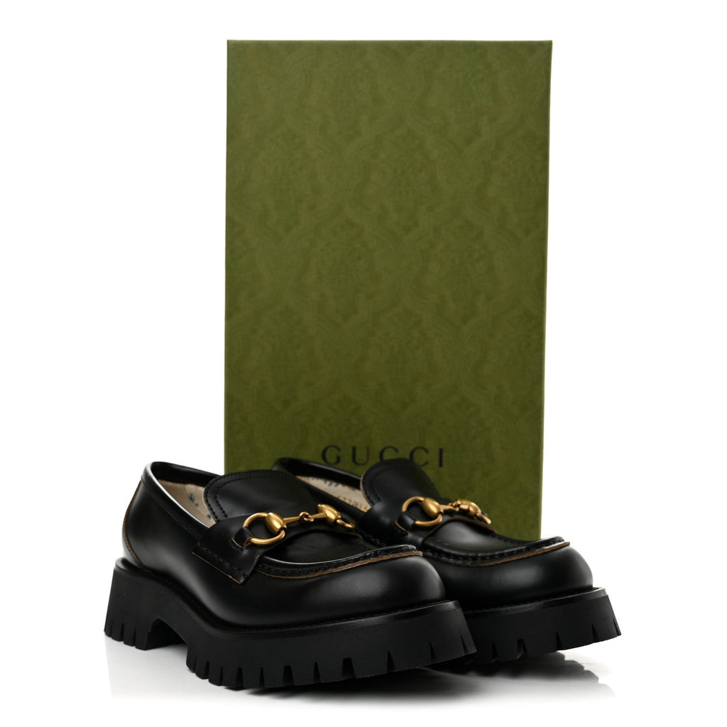 Cordovan Lux Womens Harald Horsebit 25mm Platform Loafers 35.5 Black