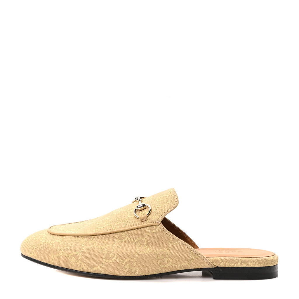 Canvas GG Monogram Womens Princetown Slippers 40.5 Egypt Salt