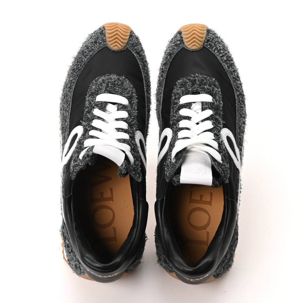 Brushed Suede Nylon Flow Runners Sneakers 40 Raw Denim