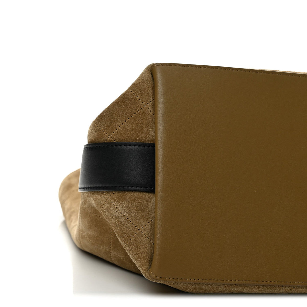 Suede Quilted Bucket Bag Dark Beige Black