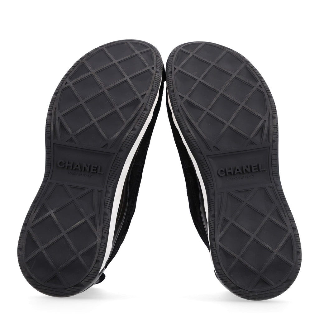 Suede Calfskin Nylon Grosgrain CC Sneakers 38 Black