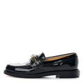 Shiny Calfskin Logo Loafers 36.5 Navy Blue