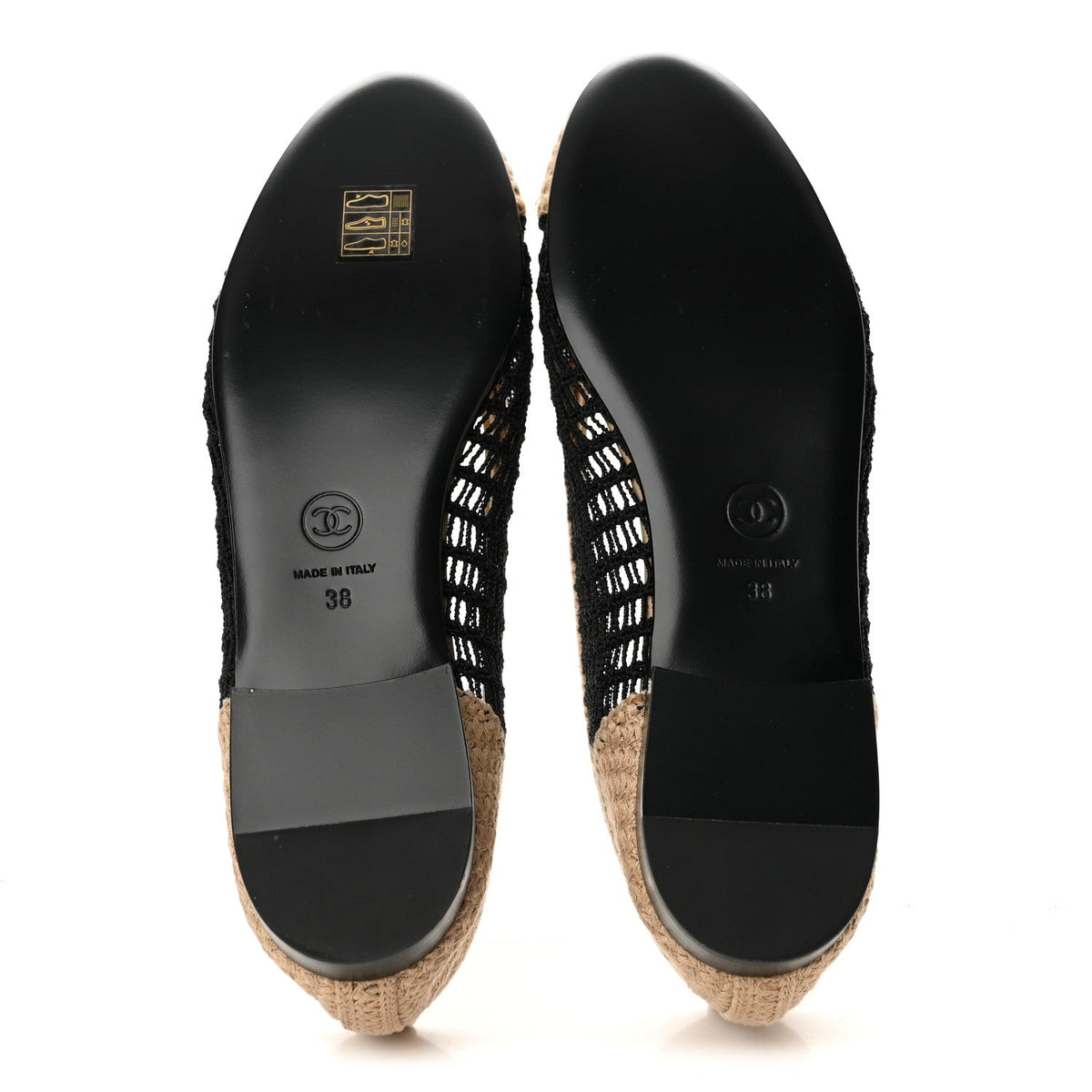 Raffia Cap Toe Ballerina Flats 38 Black Beige