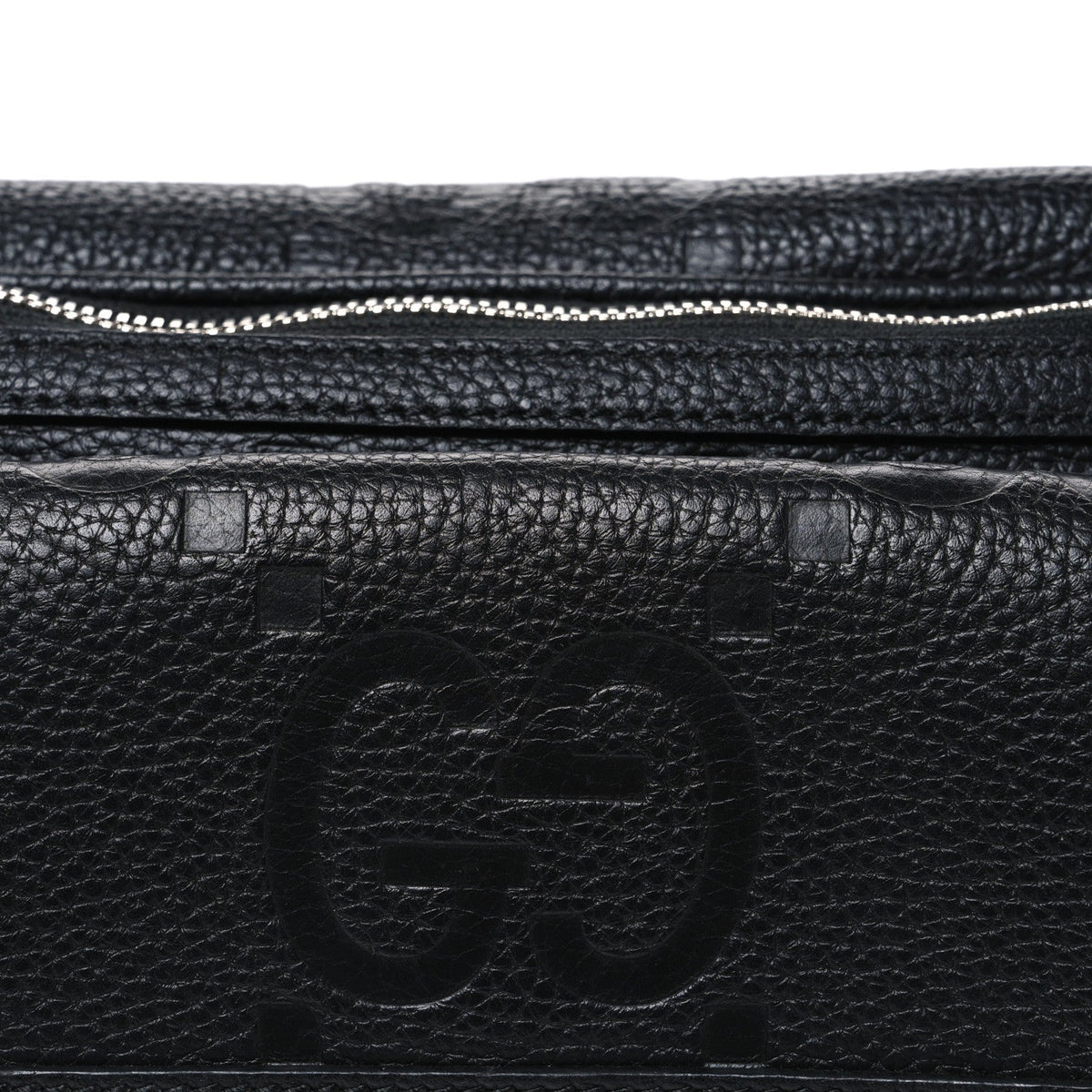 Calfskin GG Tennis Embossed Pocket Belt Bag Black