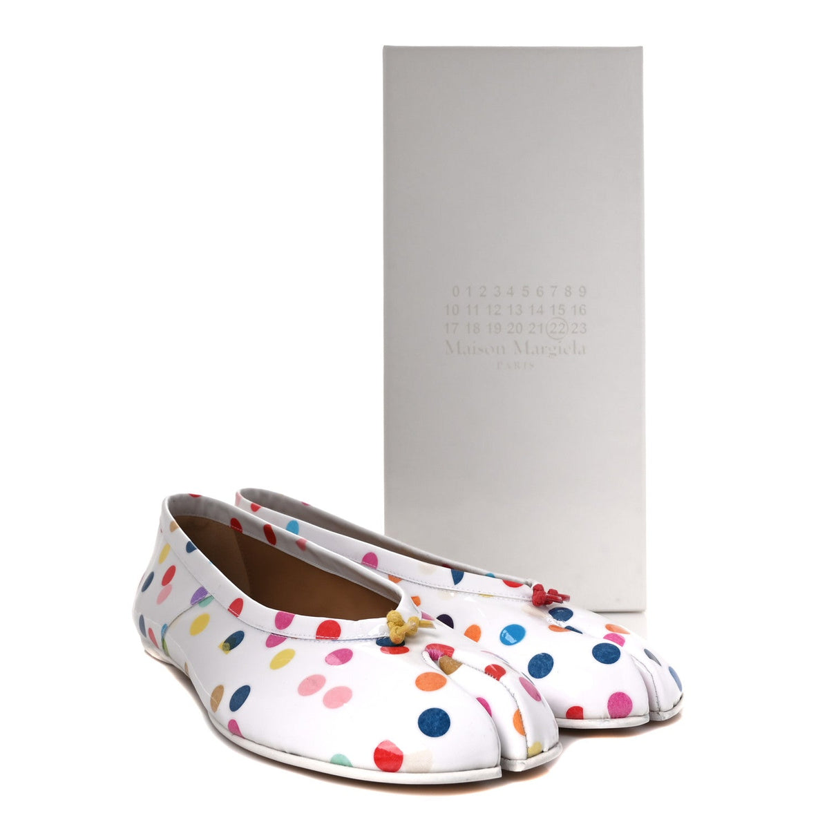 Coated Canvas Confetti Printed Tabi New Ballerina Flats 39 White Multicolor