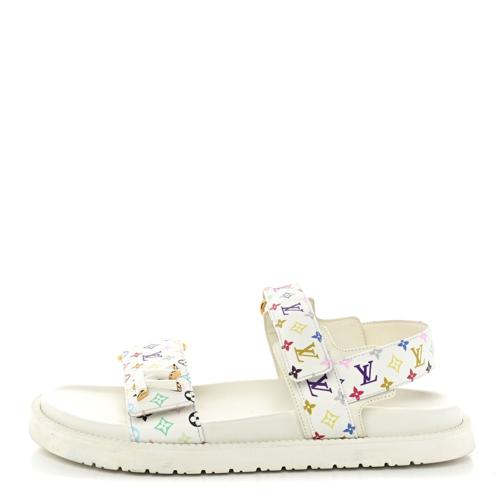 LV X TM Monogram Multicolor Sunset Flat Sandals 39 White