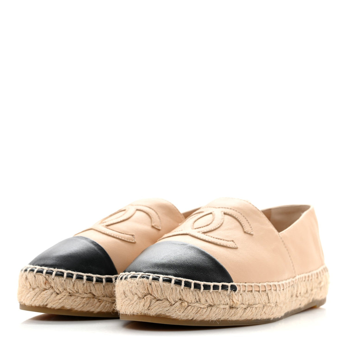 Lambskin CC Espadrilles 35 Beige Black