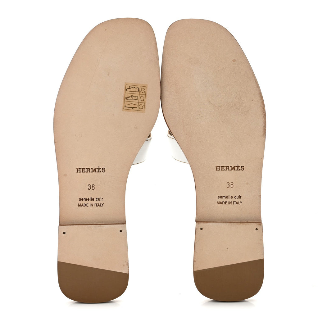 Box Calfskin Oran Sandals 38 White