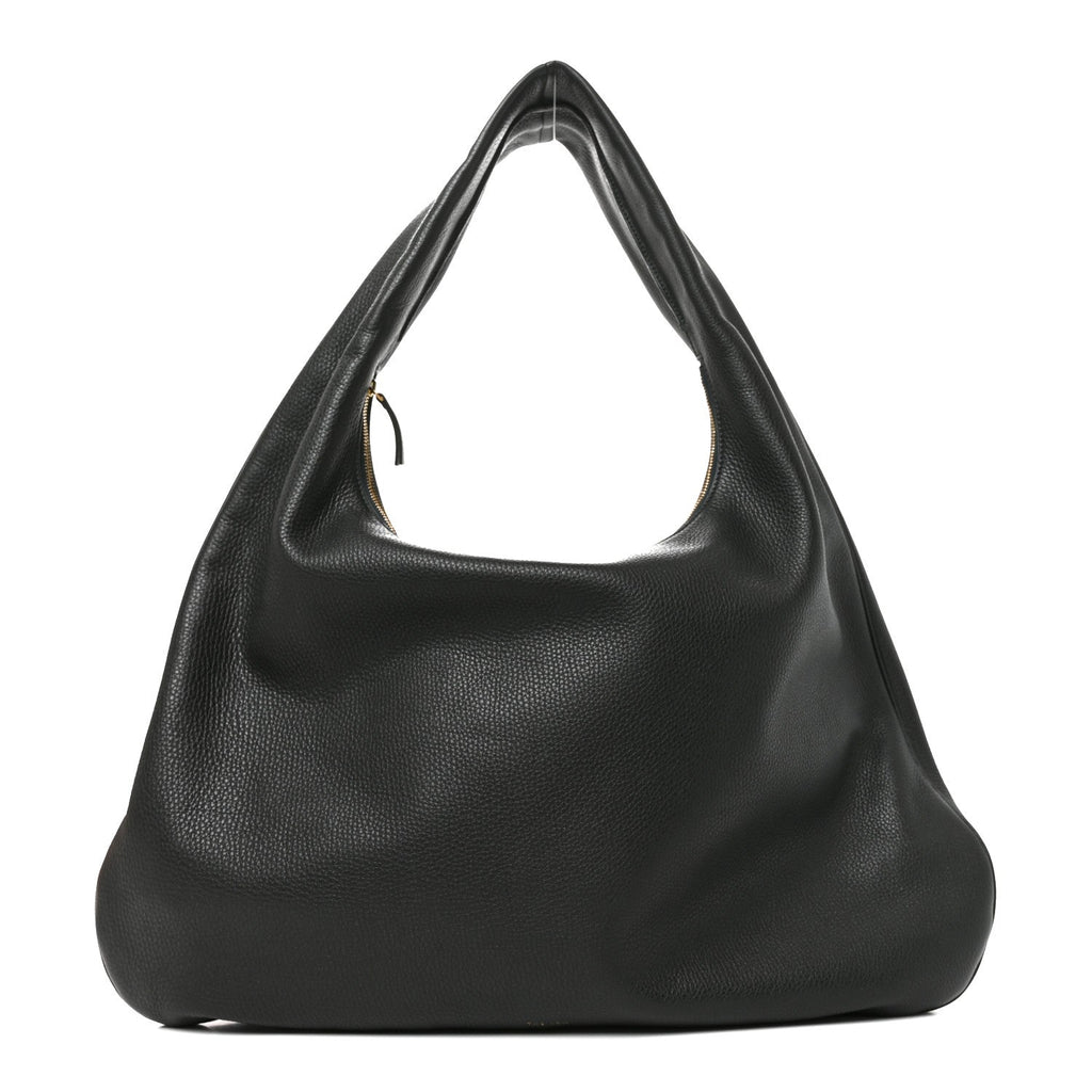 Grained Calfskin Medium Everyday Shoulder Bag Bottle Green