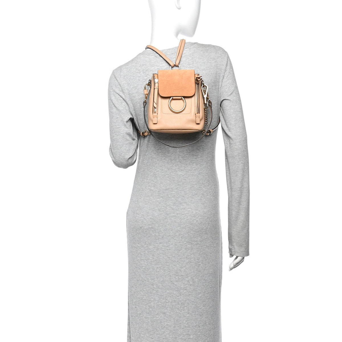 Suede Calfskin Mini Faye Backpack Blush Nude