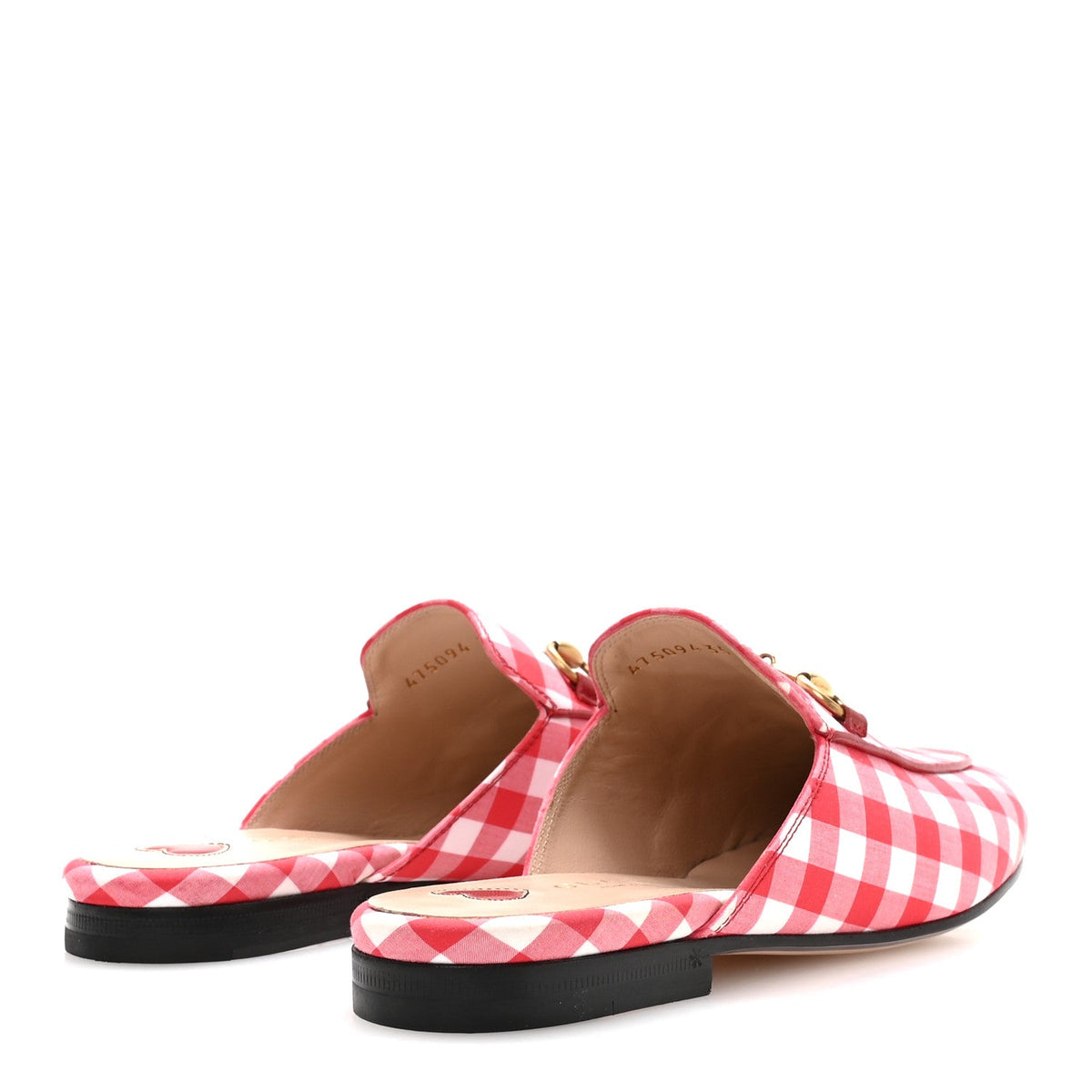 Cotton Gingham Womens Princetown Slippers 35 White Red