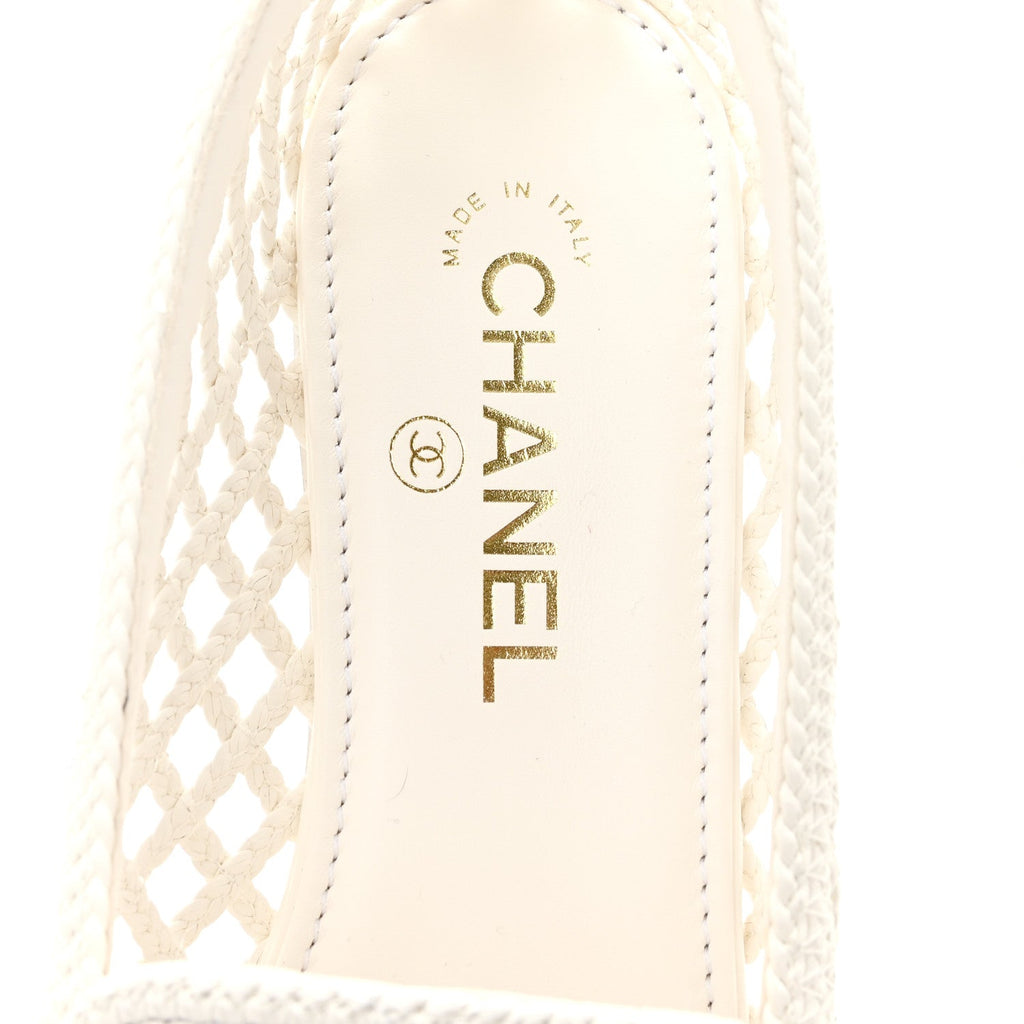 Braided Lambskin CC Mocassin Loafers 41 White