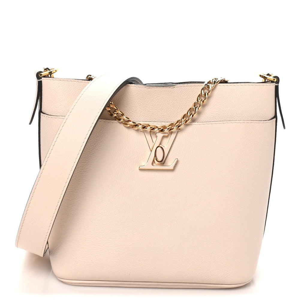 Grained Calfskin Lock and Walk Bucket Quartz