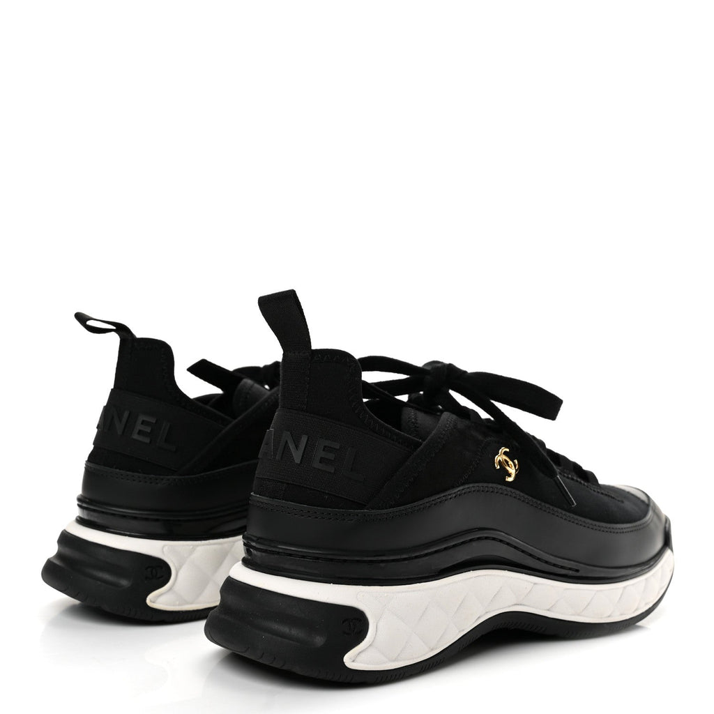 Velvet Calfskin Mixed Fibers CC Sneakers 41 Black