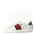 Calfskin Web Embroidered Womens Ace Sneakers 40 White