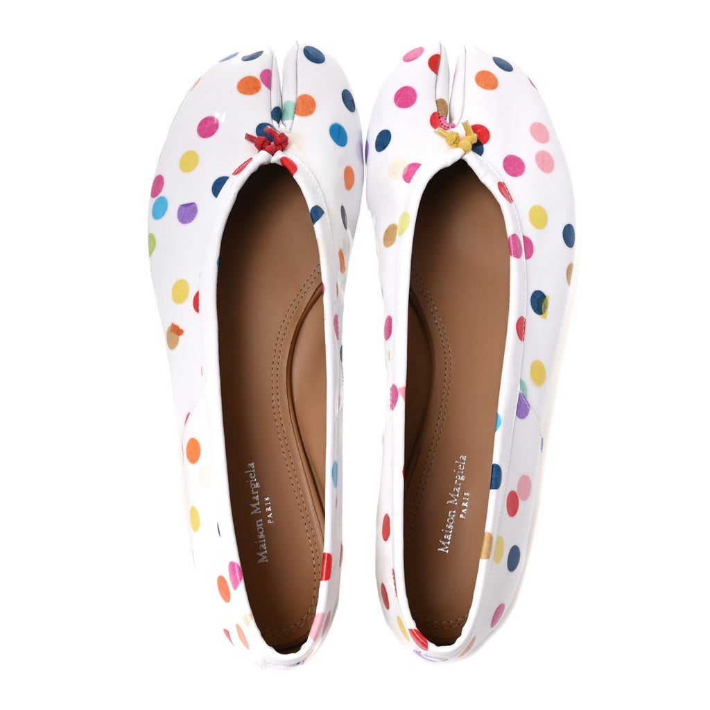 Coated Canvas Confetti Printed Tabi New Ballerina Flats 39 White Multicolor