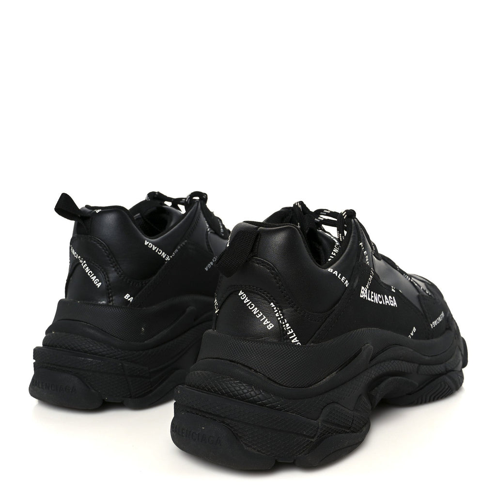 Technical Fabric Allover Logo Mens Triple S Sneakers 40 Black White