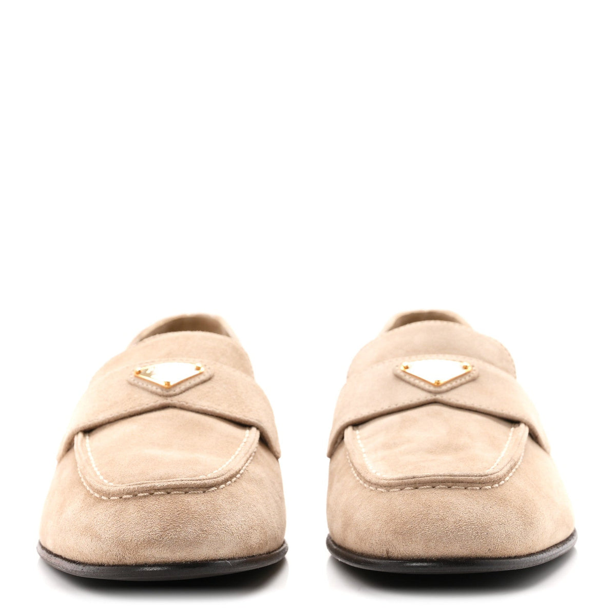 Suede Calfskin Metal Triangle Logo 10mm Loafers 38.5 Corda