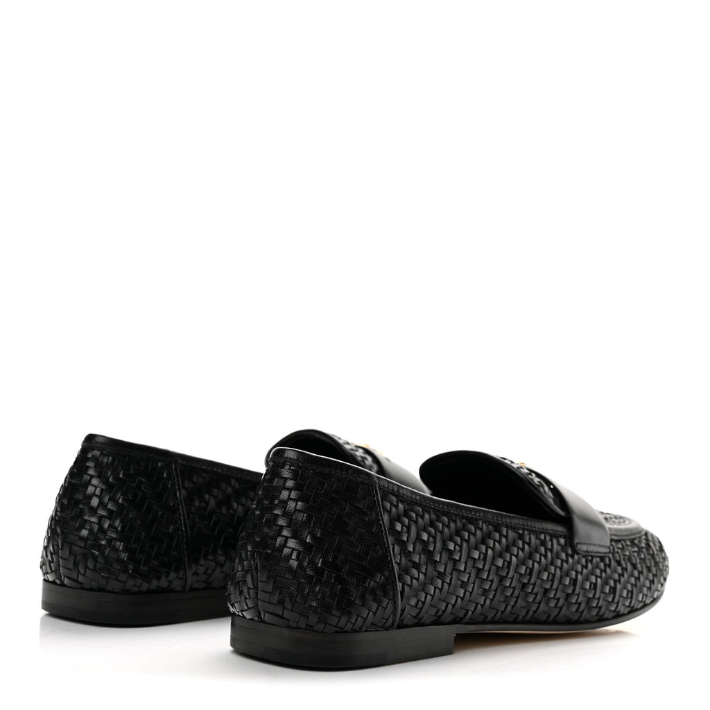 Goatskin Braided Soho Flat Loafer 41 Black
