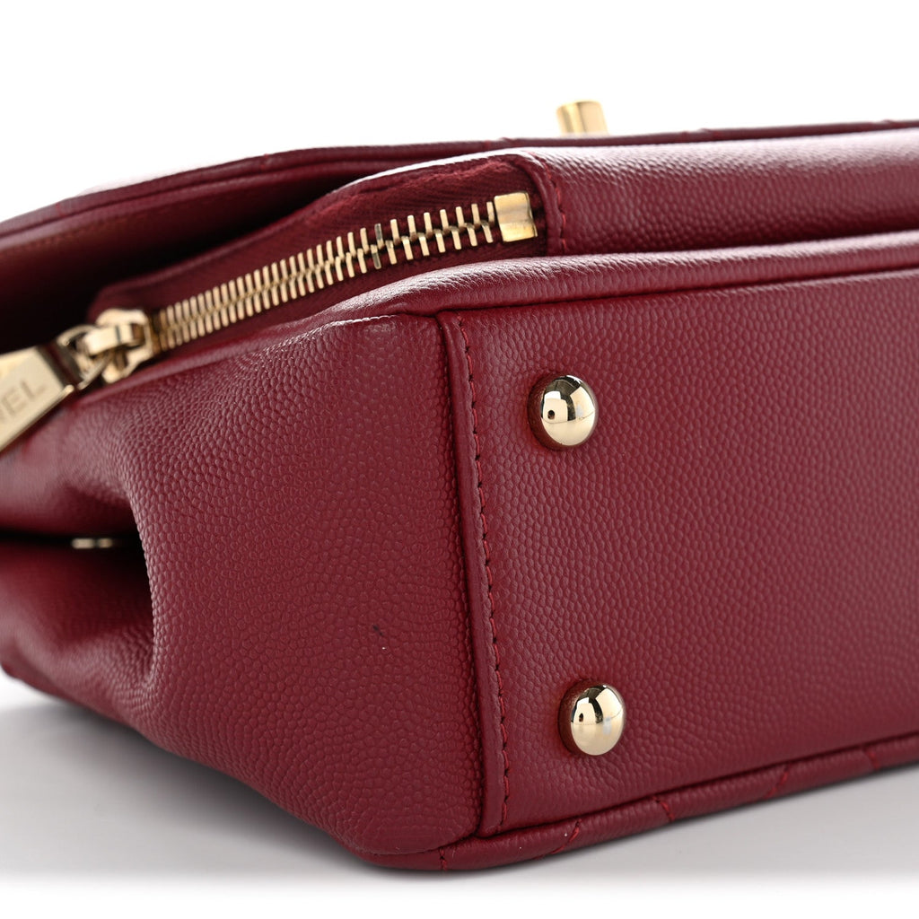 Caviar Quilted Small Business Affinity Flap Burgundy