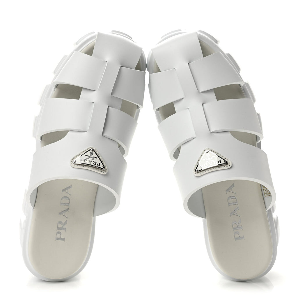 Foam Rubber Triangle Logo Monolith 55mm Cage Sandals 38 White