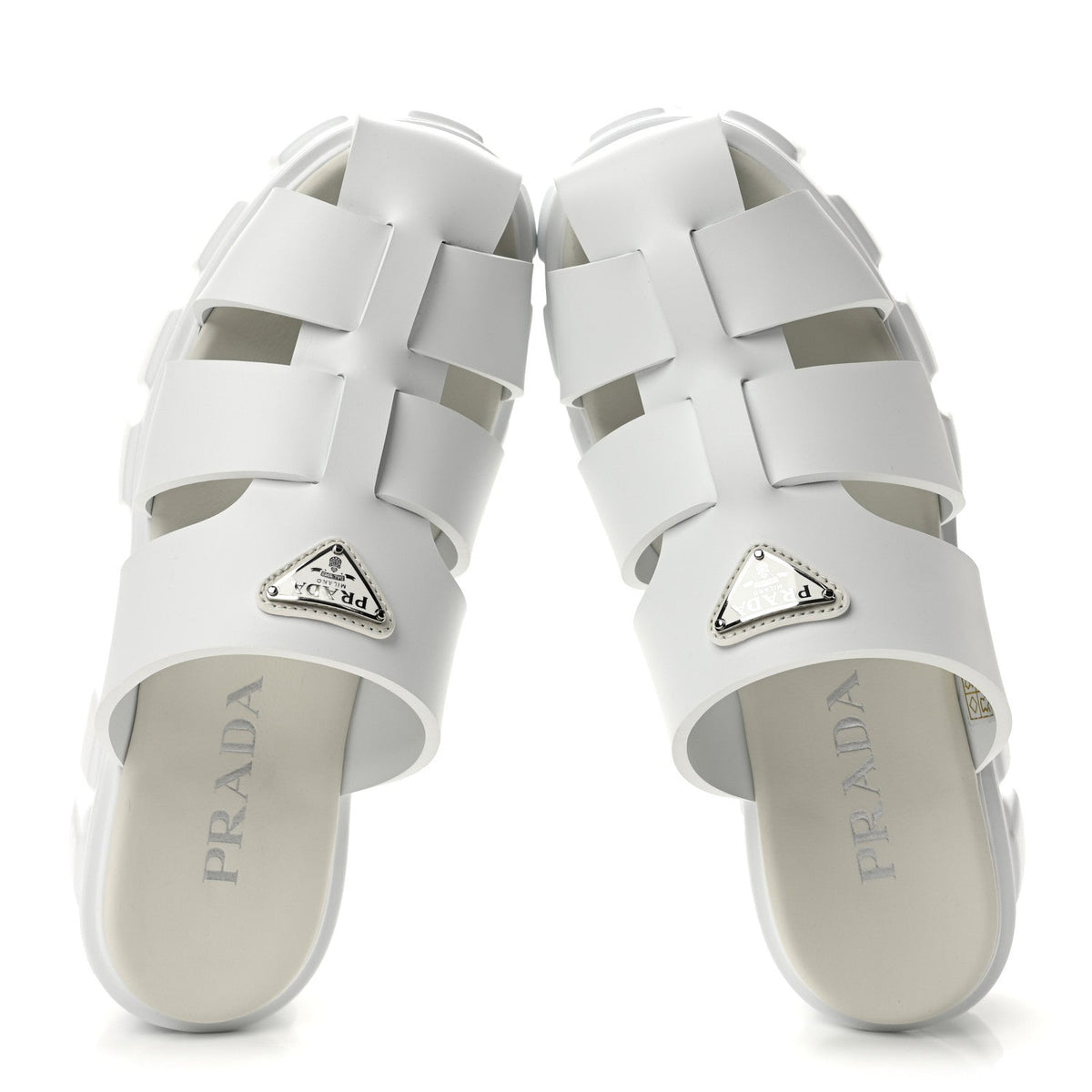 Foam Rubber Triangle Logo Monolith 55mm Cage Sandals 38 White