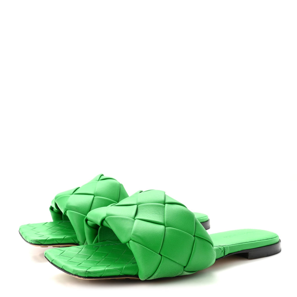 Nappa Maxi Intrecciato Lido Flat Sandals 40.5 Grass