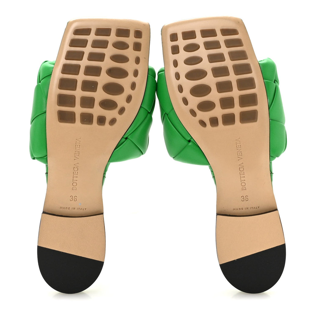 Nappa Maxi Intrecciato Lido Flat Sandals 36 Grass